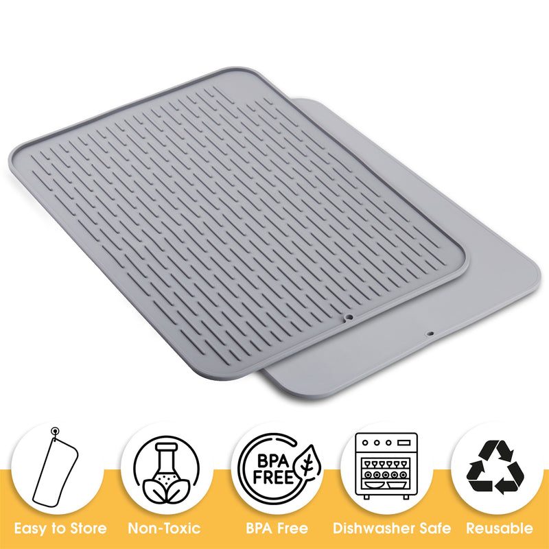 Silicone Drying Mat, 16'' x 12'' - Dish Drying Mat, Heat Resistant Hot Pot  Holder, Dish Mat Drying Kitchen Mat Non-Slip, Silicone Sink Mat for Kitchen