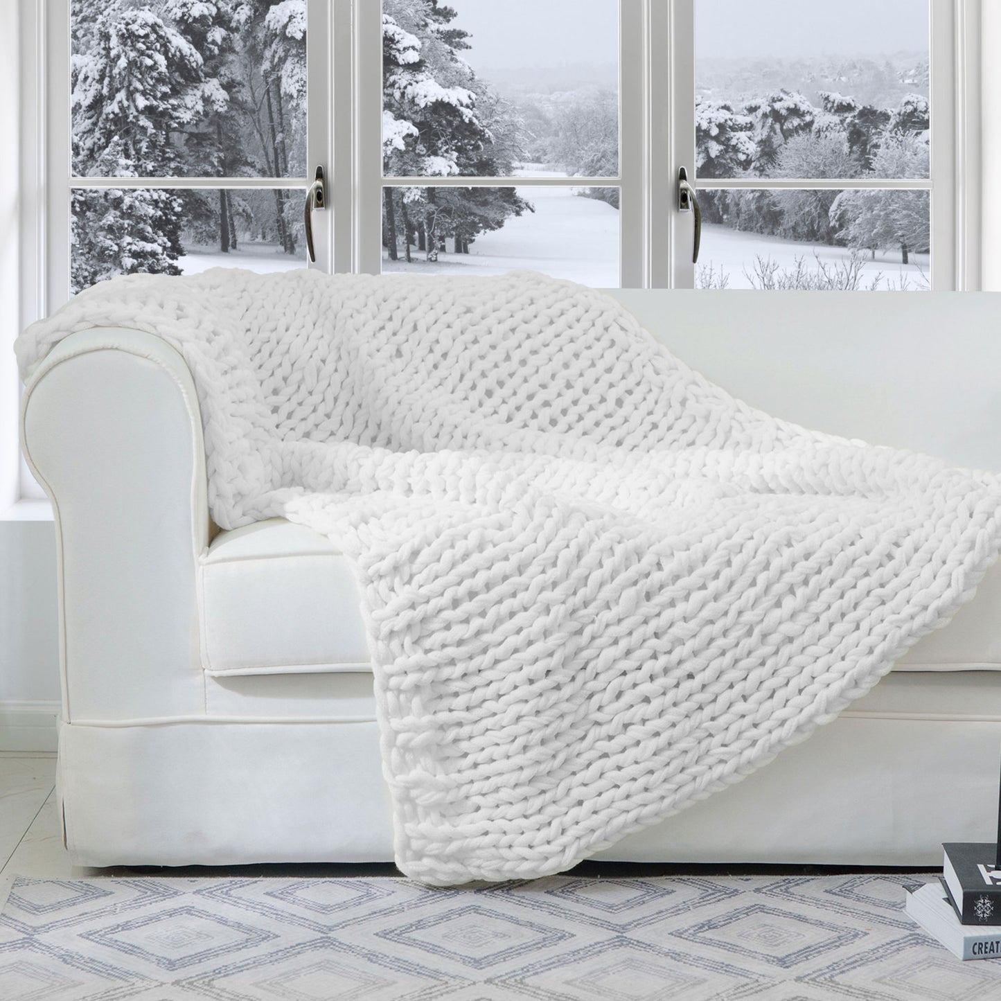 Cheer Collection Chunky Cable Knit Throw Blanket | Ultra Plush and Soft 100% Acrylic Accent Throw - 50 x 60