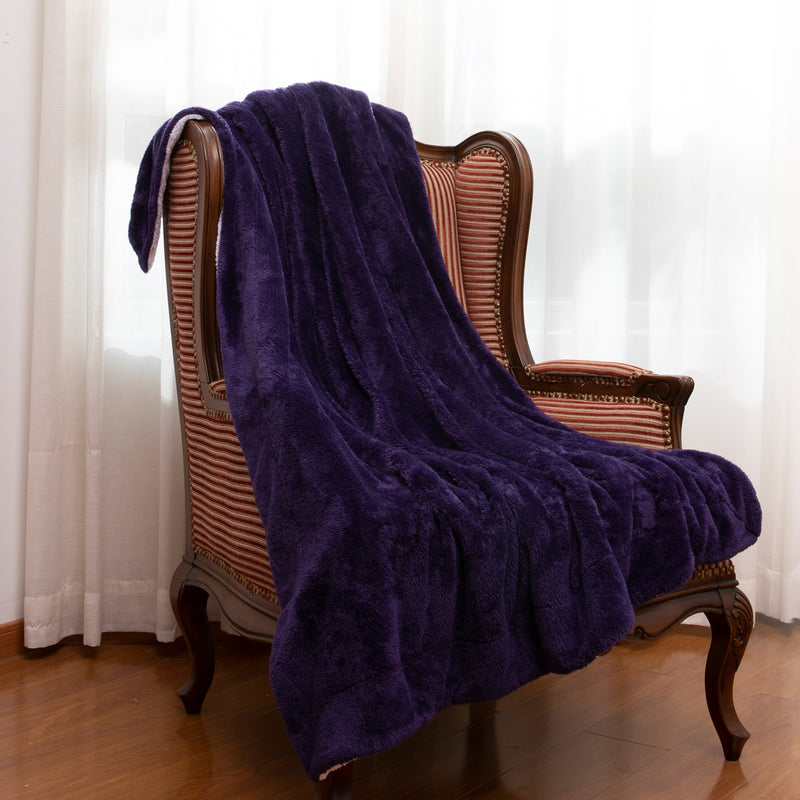 Cheer Collection Microsherpa Throw Blanket - Luxury Soft Velvet, Elegant Decorated, Stylish Accent Blanket