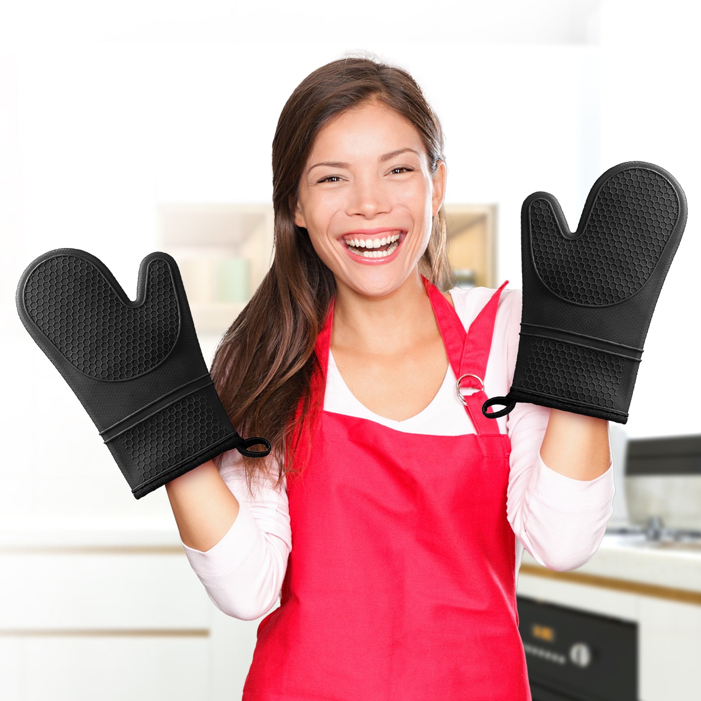 Cheer Collection Set of 2 Premium Silicone Oven Mitts