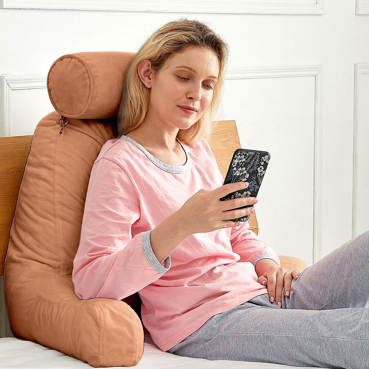 Cheer Collection TV &  Reading Pillow with Detachable Cervical Bolster Backrest , Washable