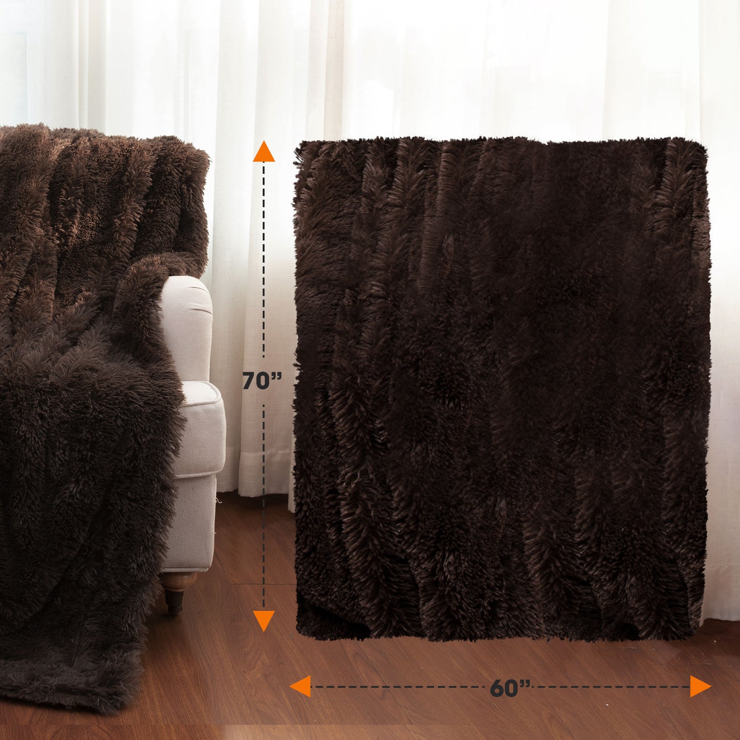 Cheer Collection Reversible Faux Fur Accent Throw Blanket