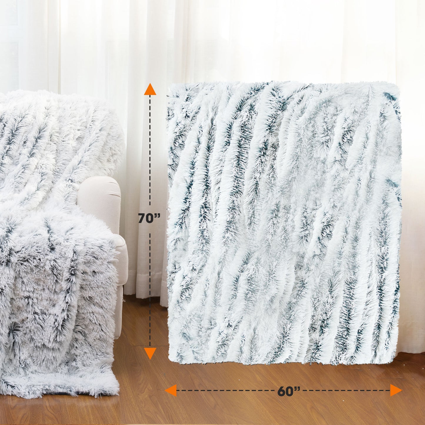 Cheer Collection Reversible Faux Fur Accent Throw Blanket