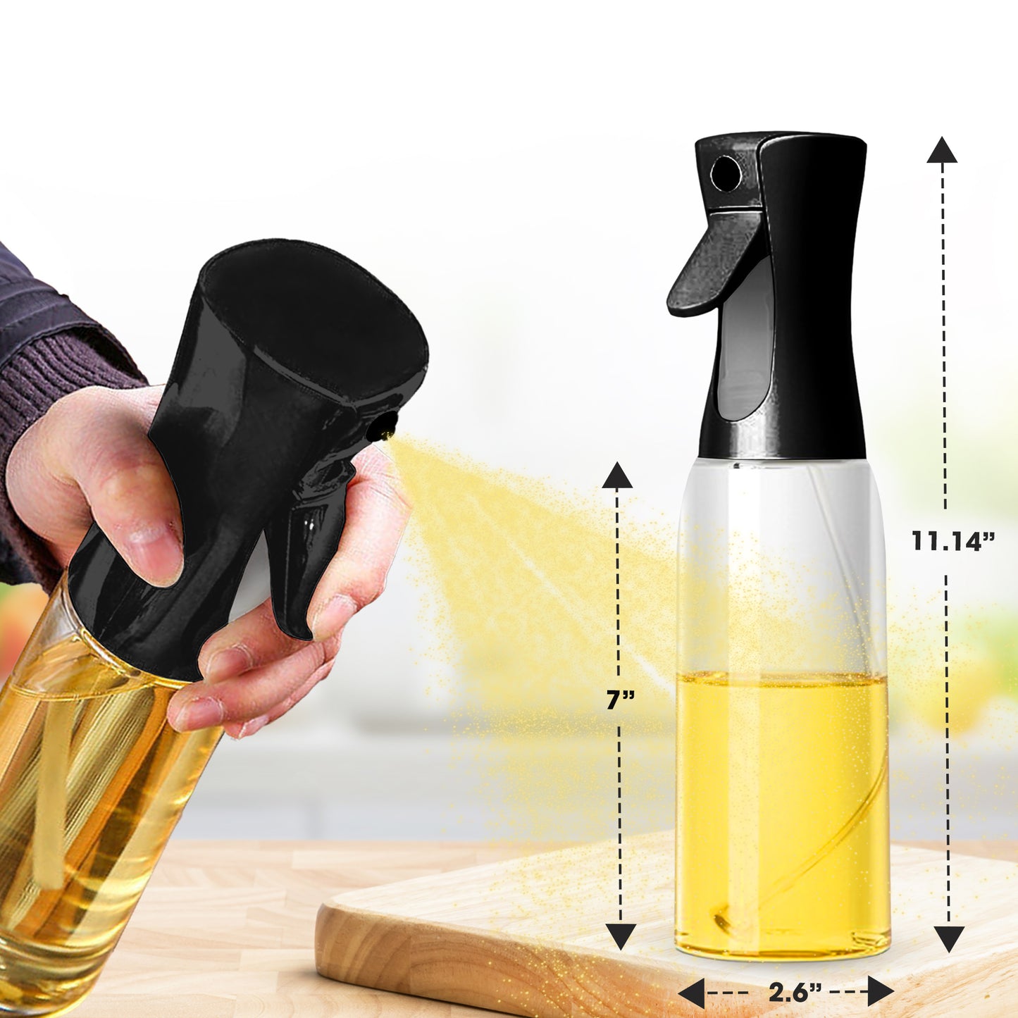 Cheer Collection Multi-Purpose Food Grade Oil Spray Bottle - Available in Sets of 2 or 3