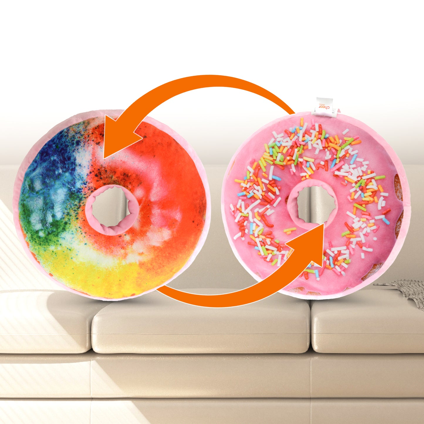 Cheer Collection Reversible Plush Donut Throw Pillow