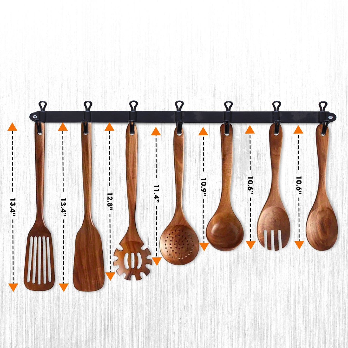 Cheer Collection 7 Piece Elegant Wooden Kitchen Utensils Set