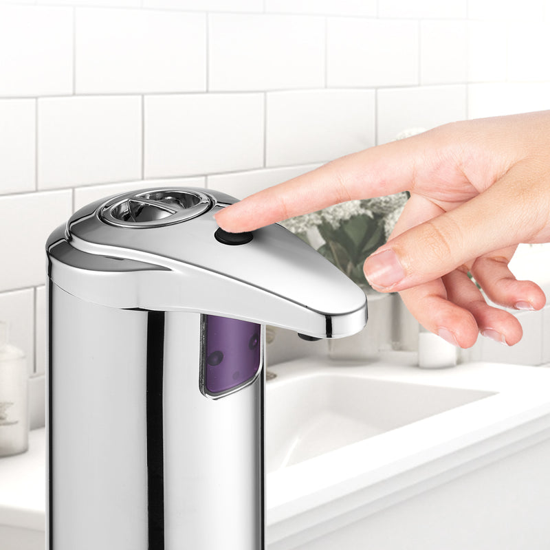 Cheer Collection Touchless Soap Dispenser with Waterproof Base and Automatic Sensor, Stainless Steel Dish Soap Dispenser for Kitchen or Bathroom