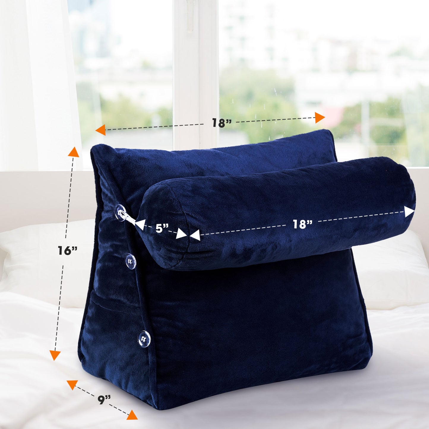 Cheer Collection Wedge Pillow with Detachable Bolster & Backrest