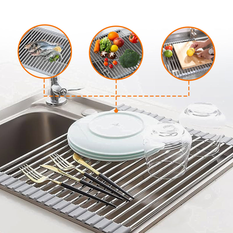 Cheer Collection Multipurpose Dish Drying Rack –  Non-Slip Stainless Steel, Heat Resistant and Dishwasher Safe