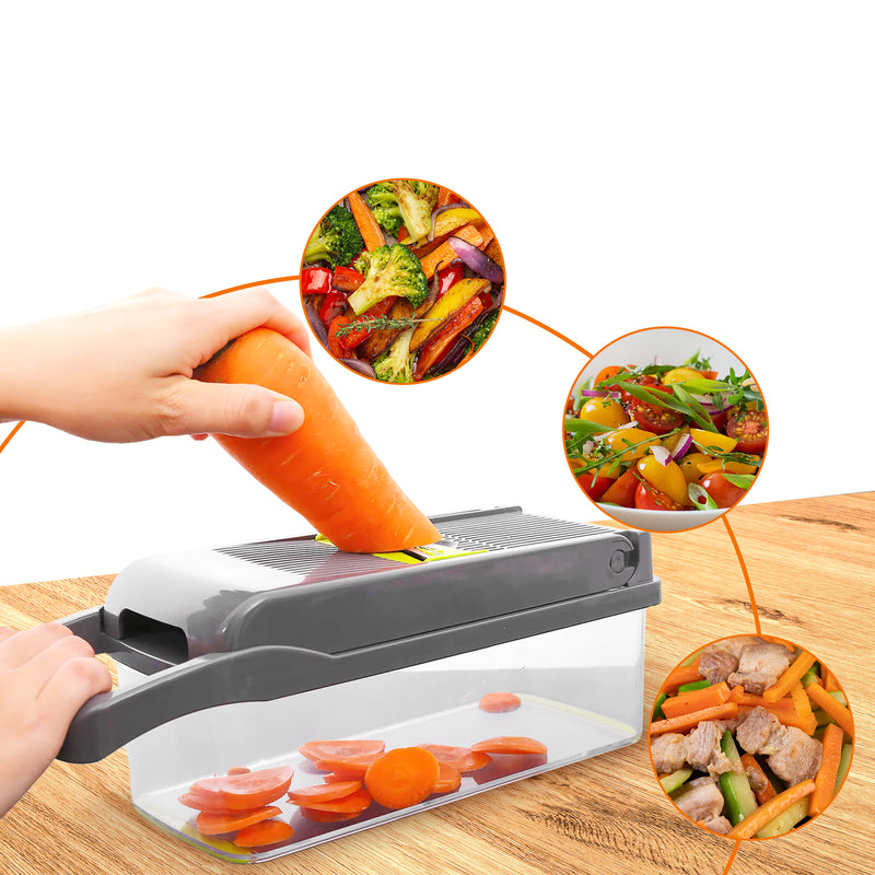 Cheer Collection Vegetable Chopper with Container - 10 in 1 Food Slicer Vegetable Cutter with 8 Blades