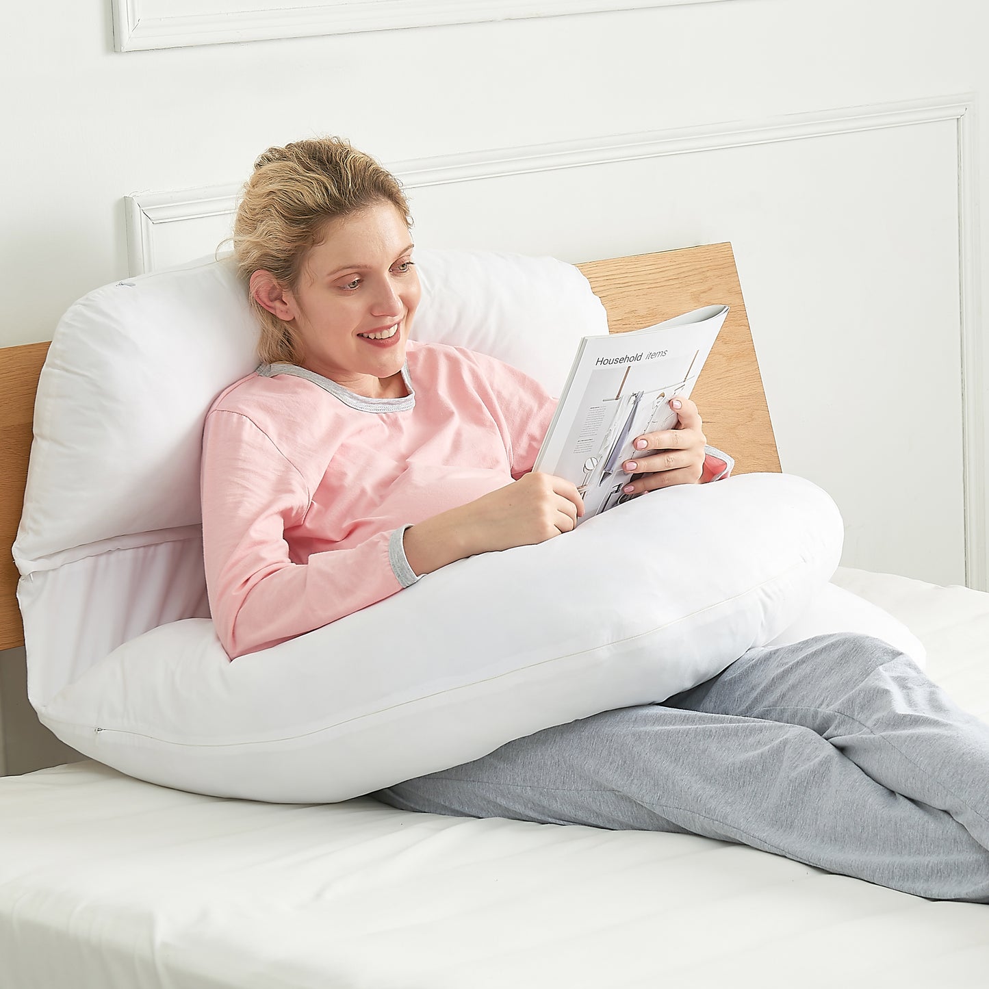 Cheer Collection U Shaped Pregnancy Support Body Pillow with Adjustable Positions