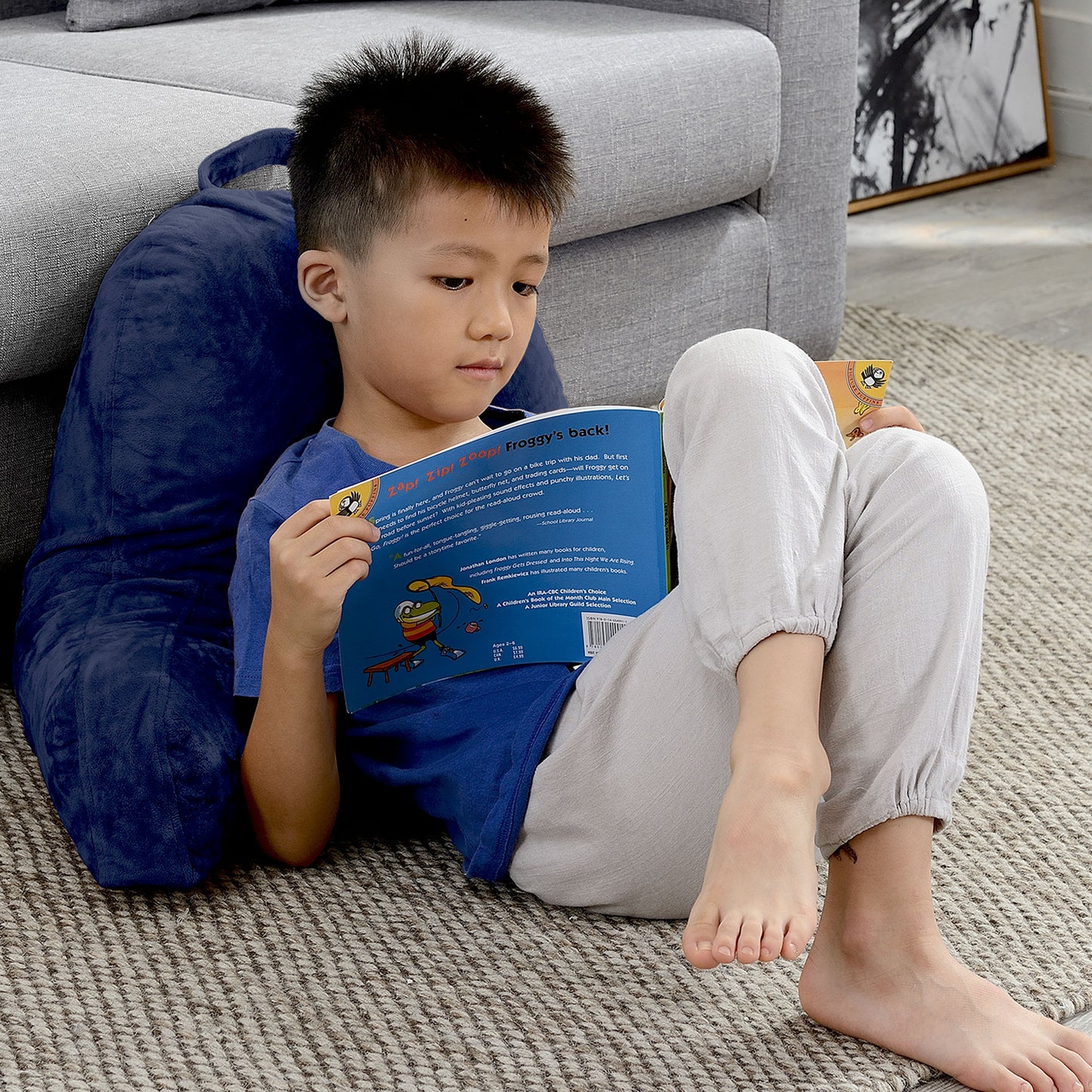 Cheer Collection Kids Size Reading Pillow with Arms for Sitting Up in Bed