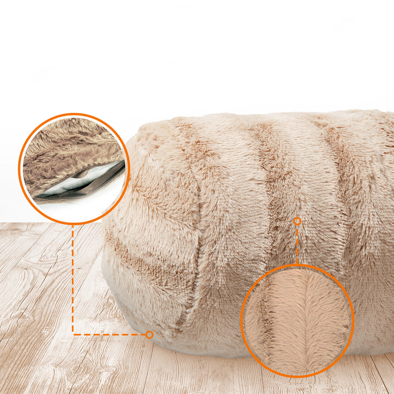 Cheer Collection Set of 2 Faux Fur Bolster Pillows, Decorative Roll Pillow