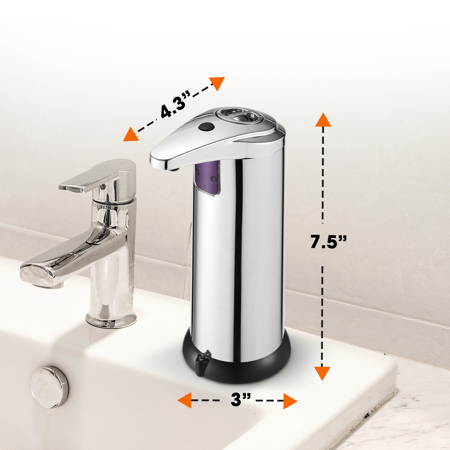 Cheer Collection Touchless Soap Dispenser with Waterproof Base and Automatic Sensor, Stainless Steel Dish Soap Dispenser for Kitchen or Bathroom