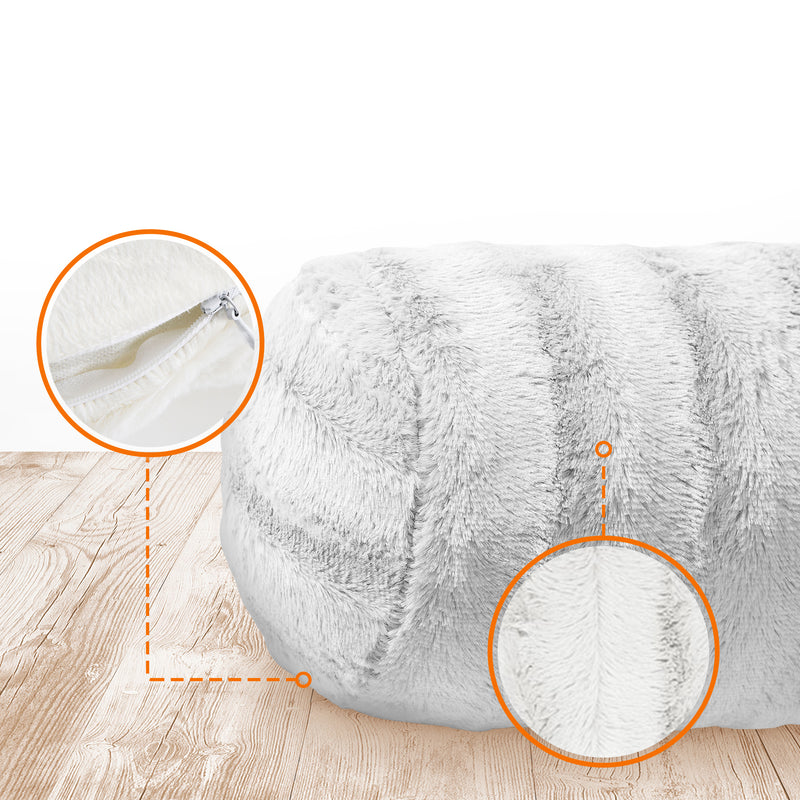 Cheer Collection Set of 2 Faux Fur Bolster Pillows, Decorative Roll Pillow