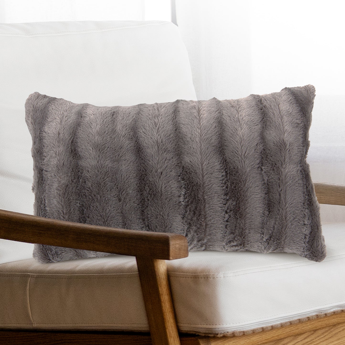 Cheer Collection Faux Fur Throw Pillow Cover - Multiple Colors & Sizes Available