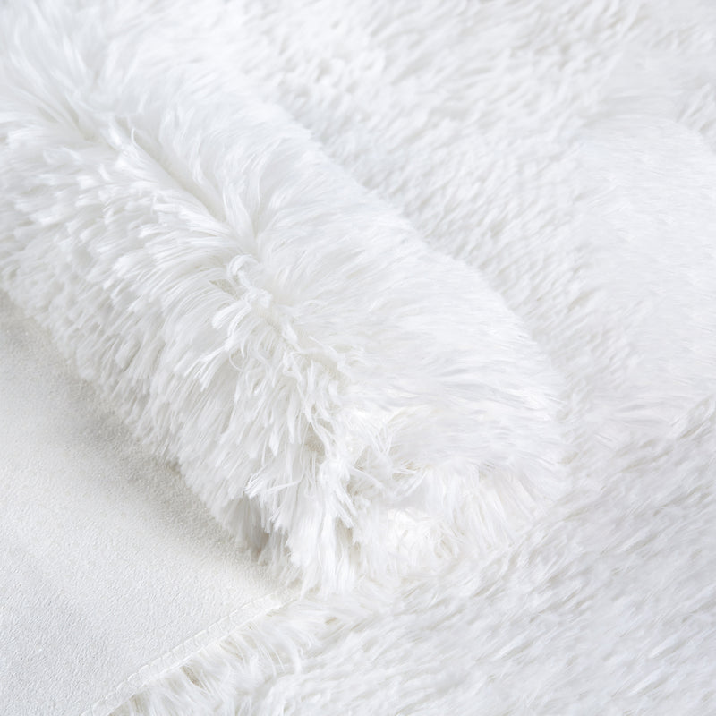 Cheer Collection Plush Shaggy Hair Area Fuzzy Rug 32" x 61" - White