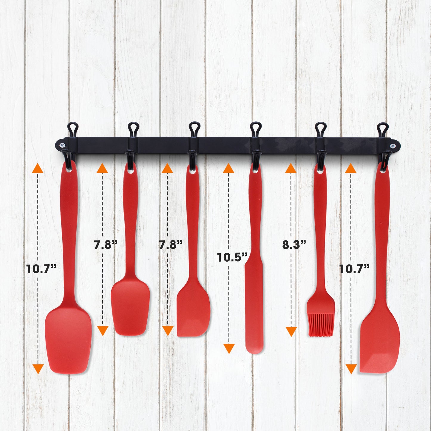 Cheer Collection Silicone Spatula Set, Silicone Spatulas For Nonstick Cookware, Cooking and Baking Sets for Kitchen, Red, 6 Pieces