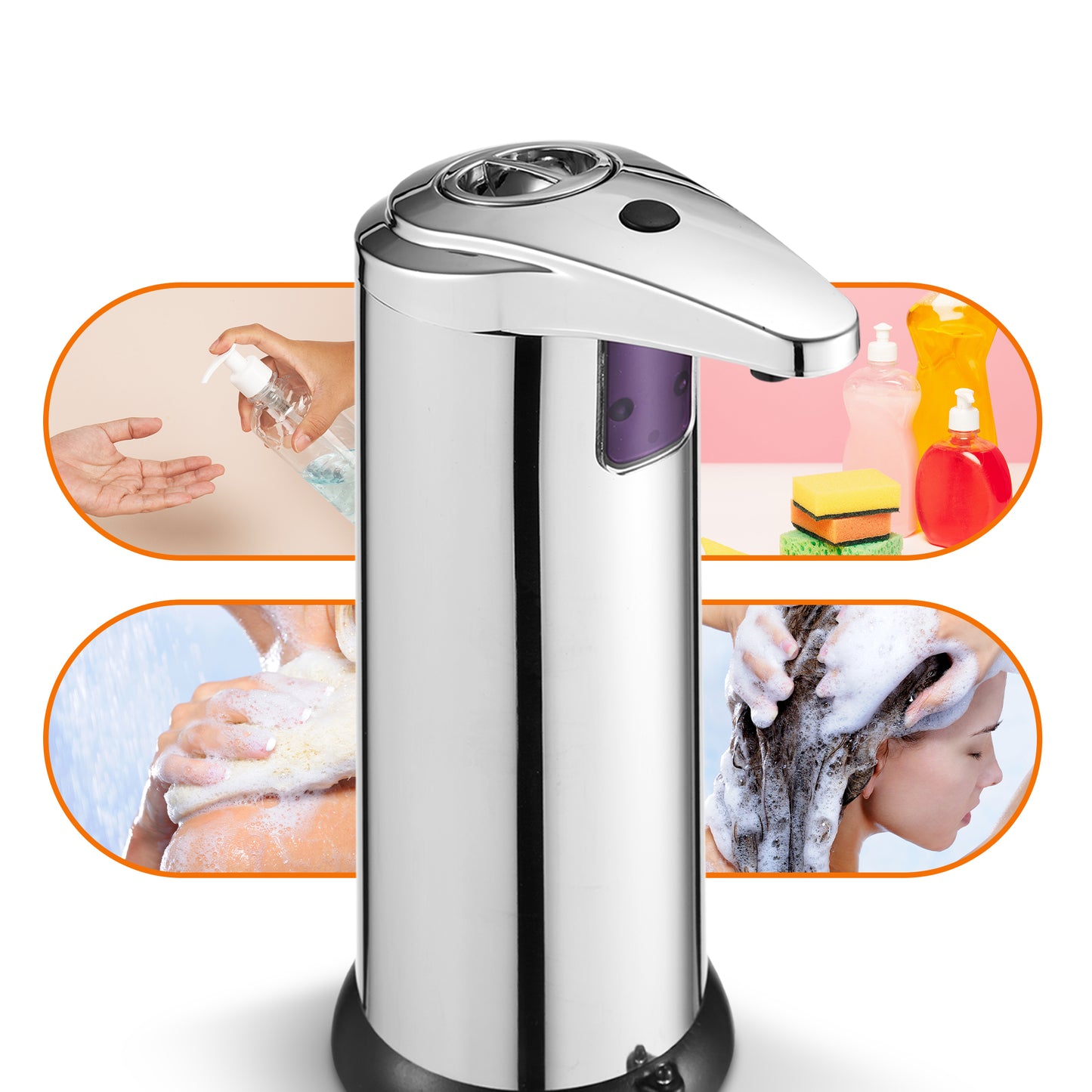 Cheer Collection Touchless Soap Dispenser with Waterproof Base and Automatic Sensor, Stainless Steel Dish Soap Dispenser for Kitchen or Bathroom