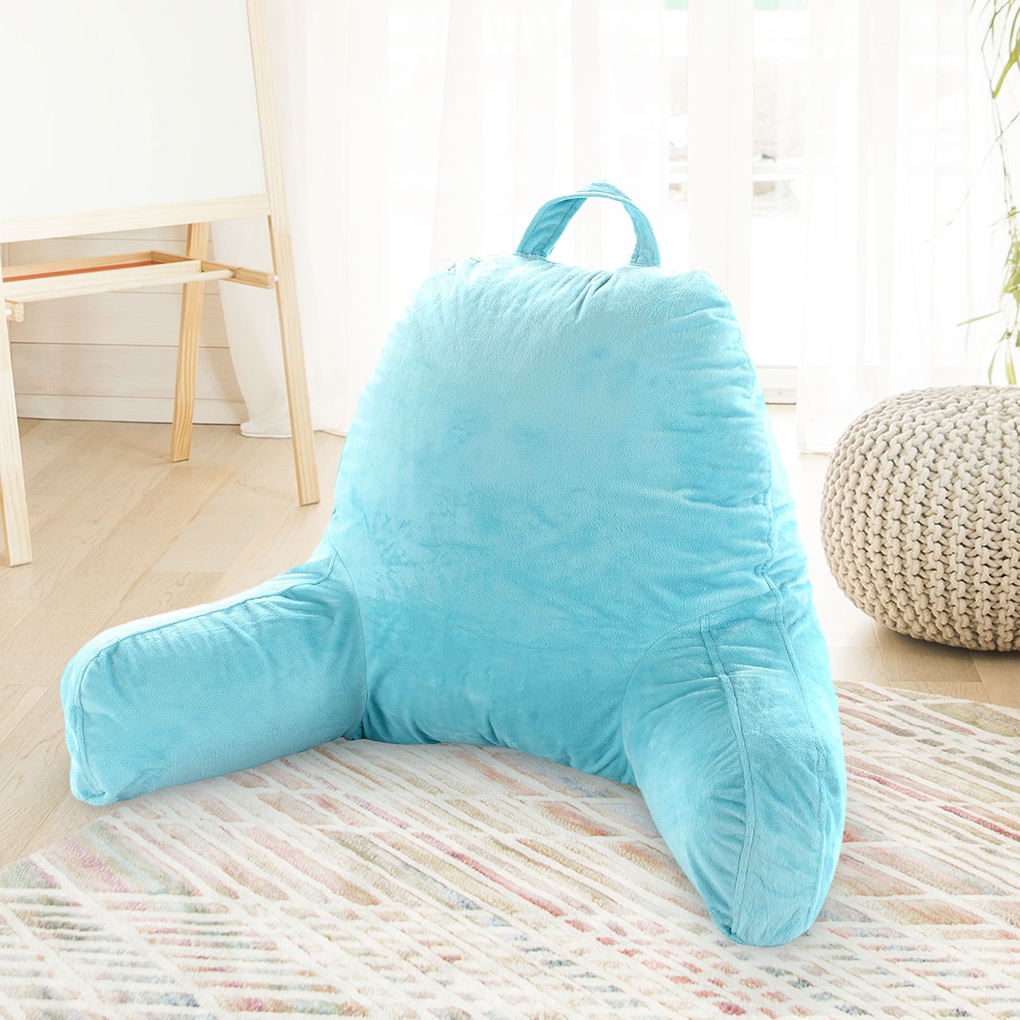 Cheer Collection Kids Size Reading Pillow with Arms for Sitting Up in Bed