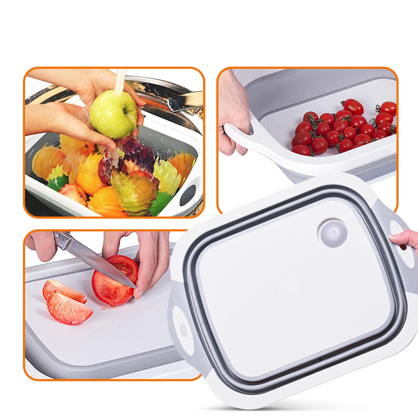 Cheer Collection Collapsible Cutting Board, Gray