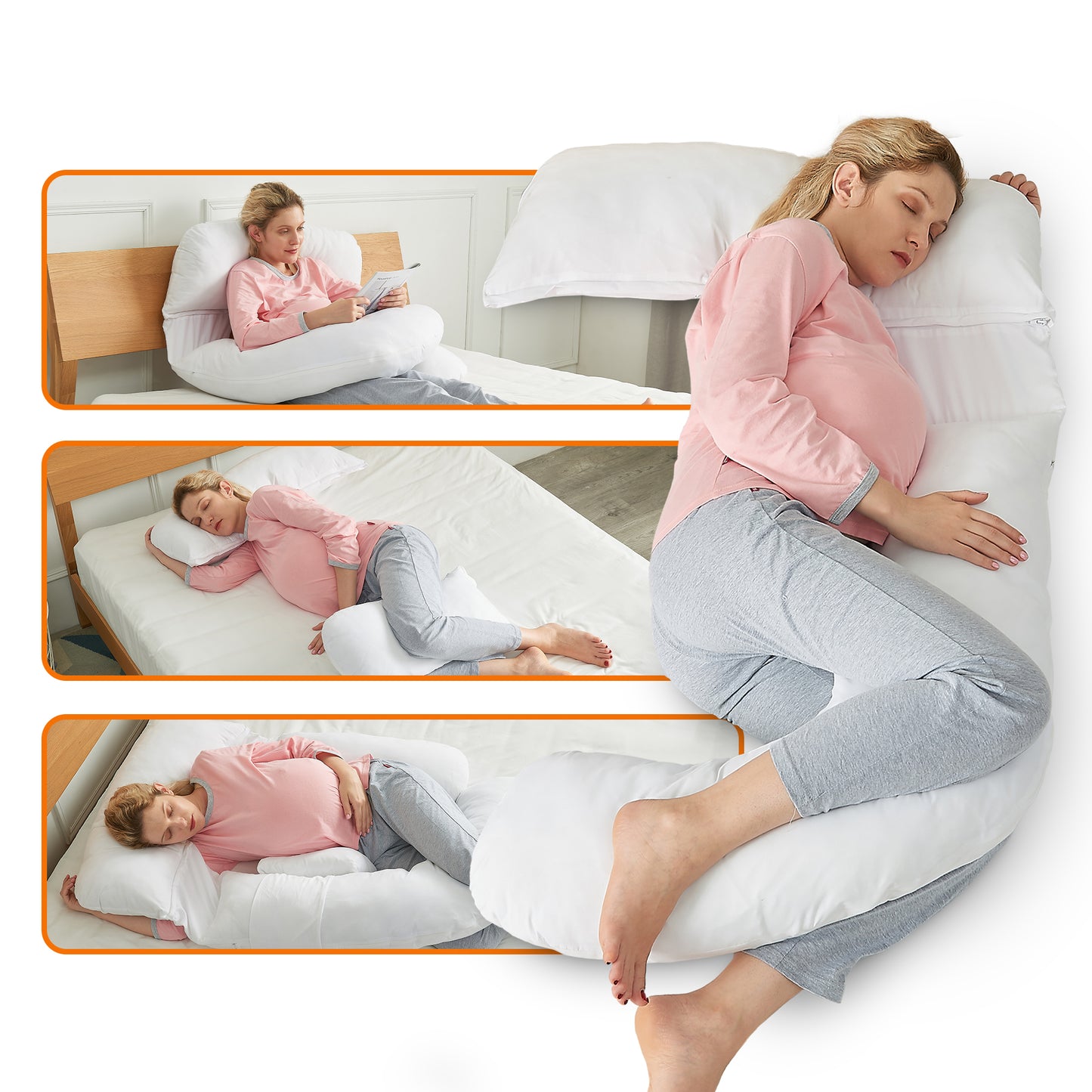 Cheer Collection U Shaped Pregnancy Support Body Pillow with Adjustable Positions