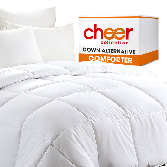 Cheer Collection Luxurious Duvet Insert | Super Plush Goose Down Alternative Twin Size White Comforter