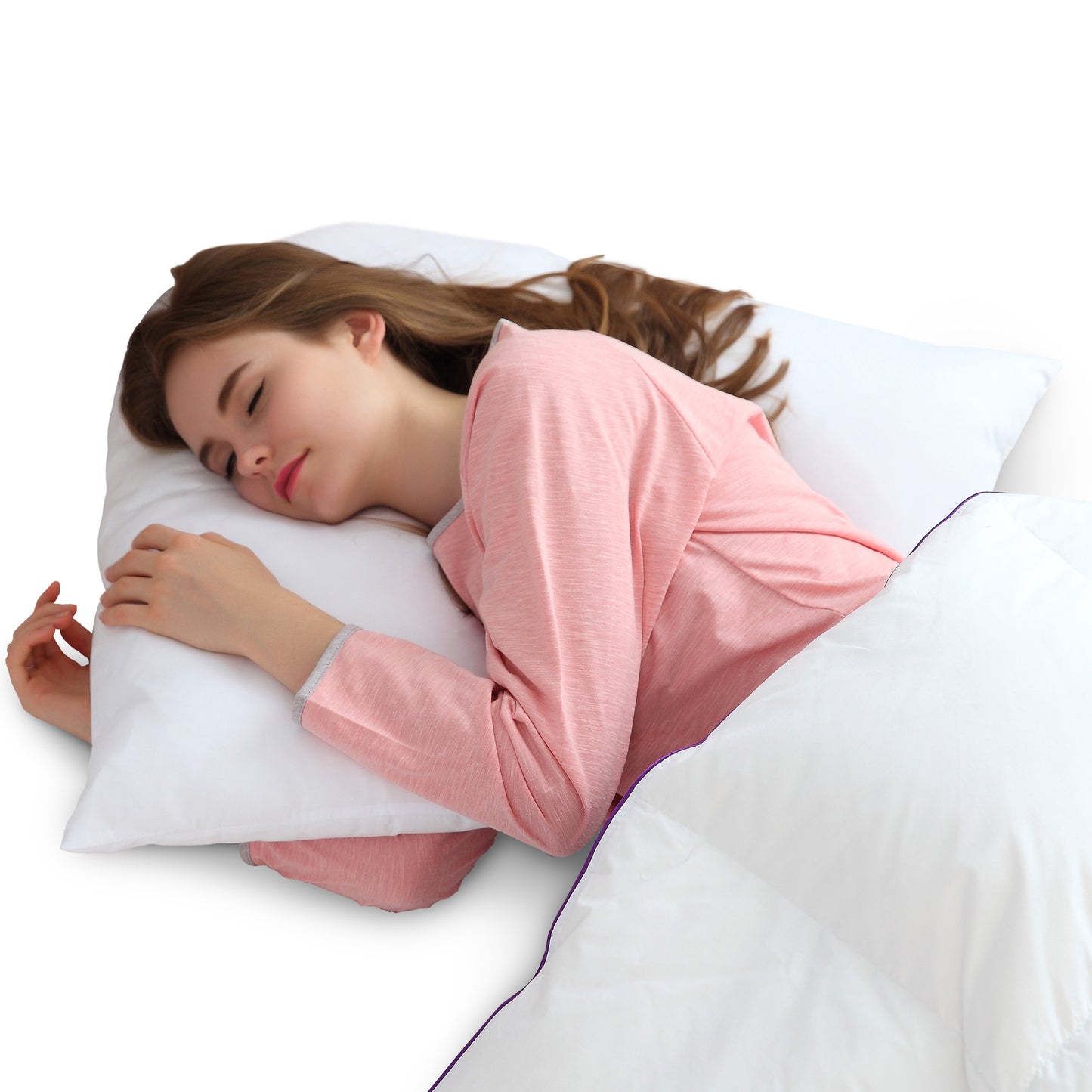 Cheer Collection Natural Kapok Fiber V-Shaped Pregnancy Pillow With Removable Washable Cover