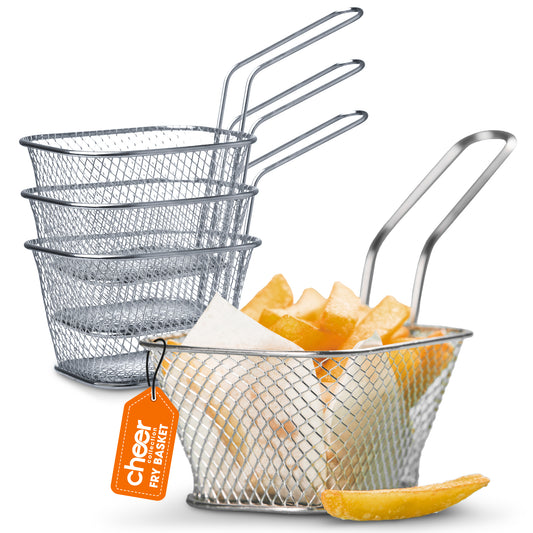 Cheer Collection Mini French Fries Baskets 4 Pack, Deep Fryer Basket, 4 Pack