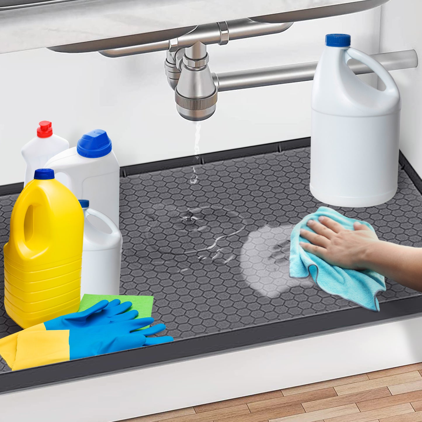 Cheer Collection Premium Silicone Undersink Mat – Waterproof, Non-Slip, Drainage Design