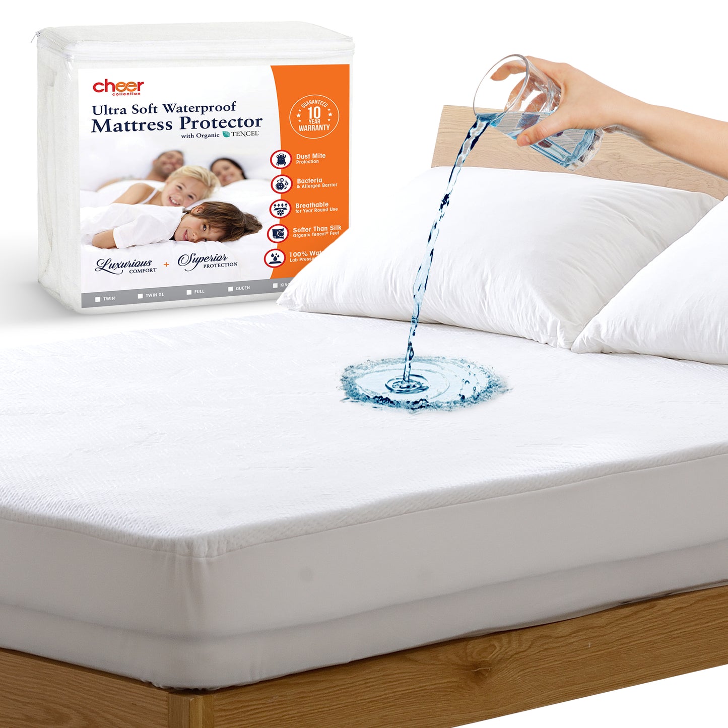 Cheer Collection Tencel Air Flow Waterproof Mattress Protector