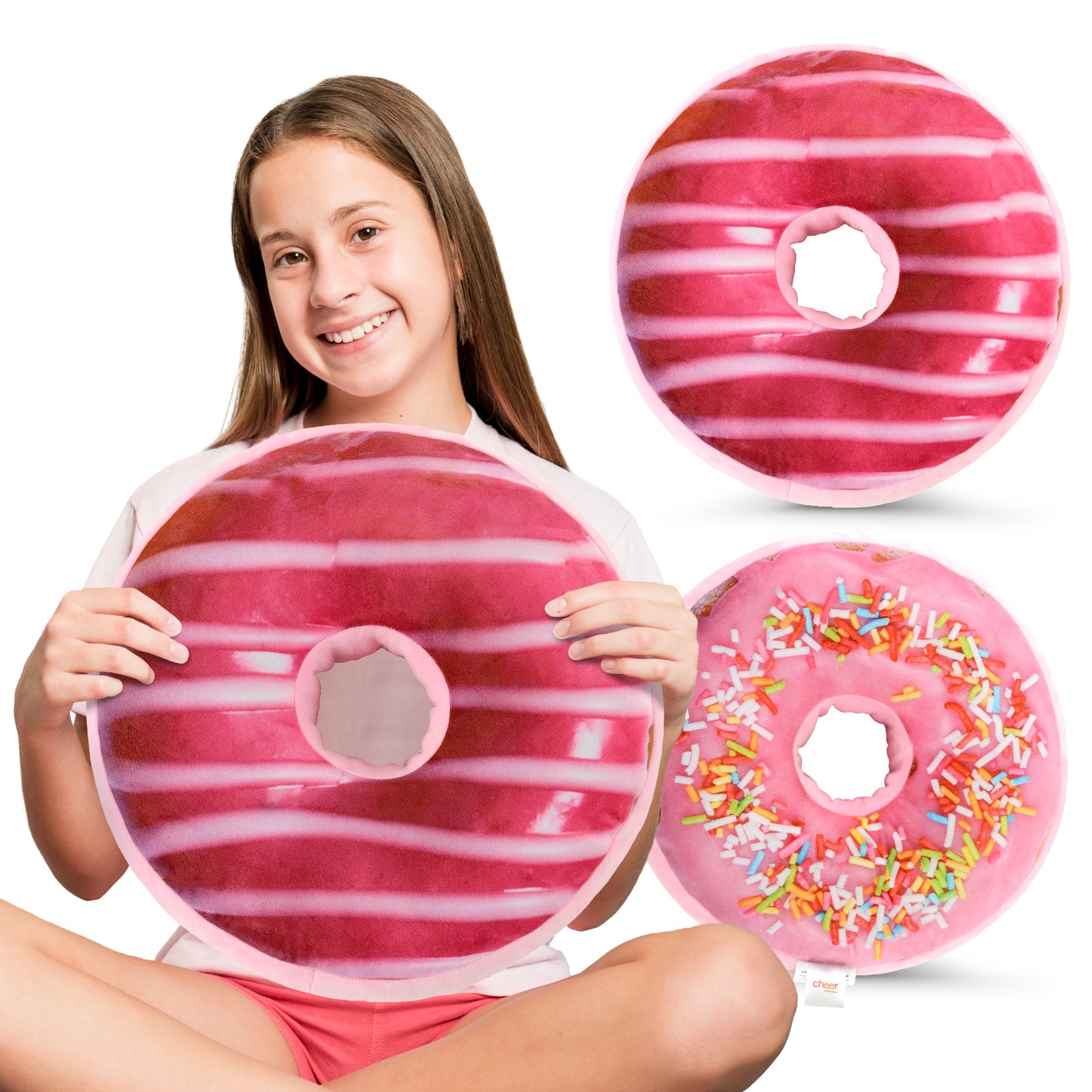 Cheer Collection Reversible Plush Donut Throw Pillow