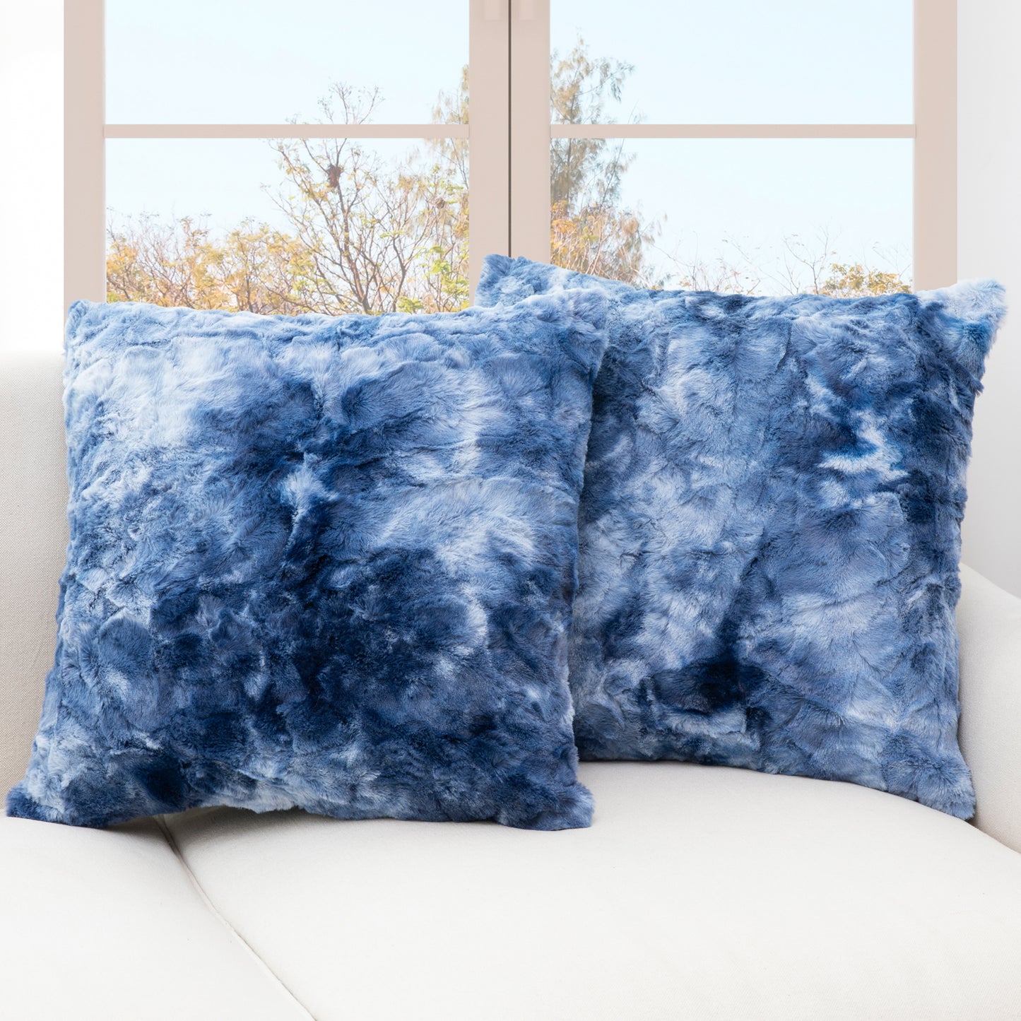 Cheer Collection Faux Fur Throw Pillow Set - Ultra Soft and Cozy, Elegant Home Decor, Stylish Accent Pillows - 18" x 18", - Set of 2