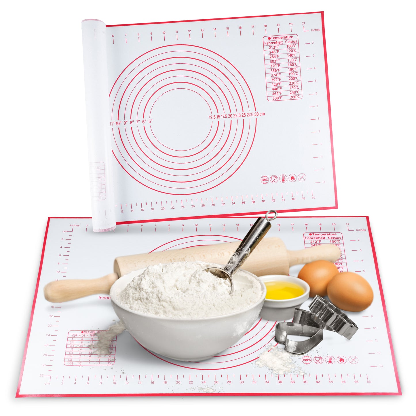 Cheer Collection Silicone Baking Mat for Dough and Baking Cookies Pizza Macarons- Non-Slip 16" x 24"