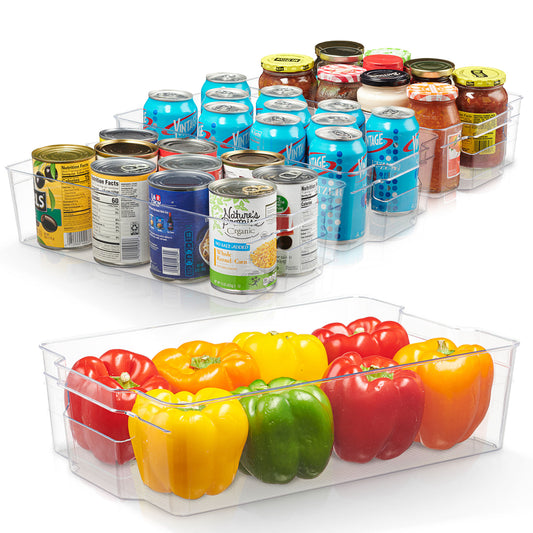 Cheer Collection Clear Refrigerator Organizer Bins - Free from BisPhenol A Transparent Storage Bins for Pantry