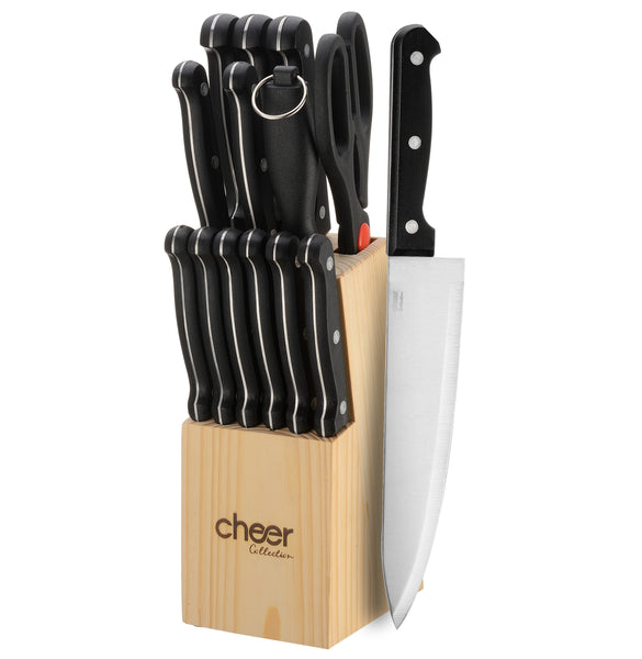 Cheer Collection 5-Piece Stainless Steel Kitchen Knife Set w/ Clear Block  on sale at  - 481-813