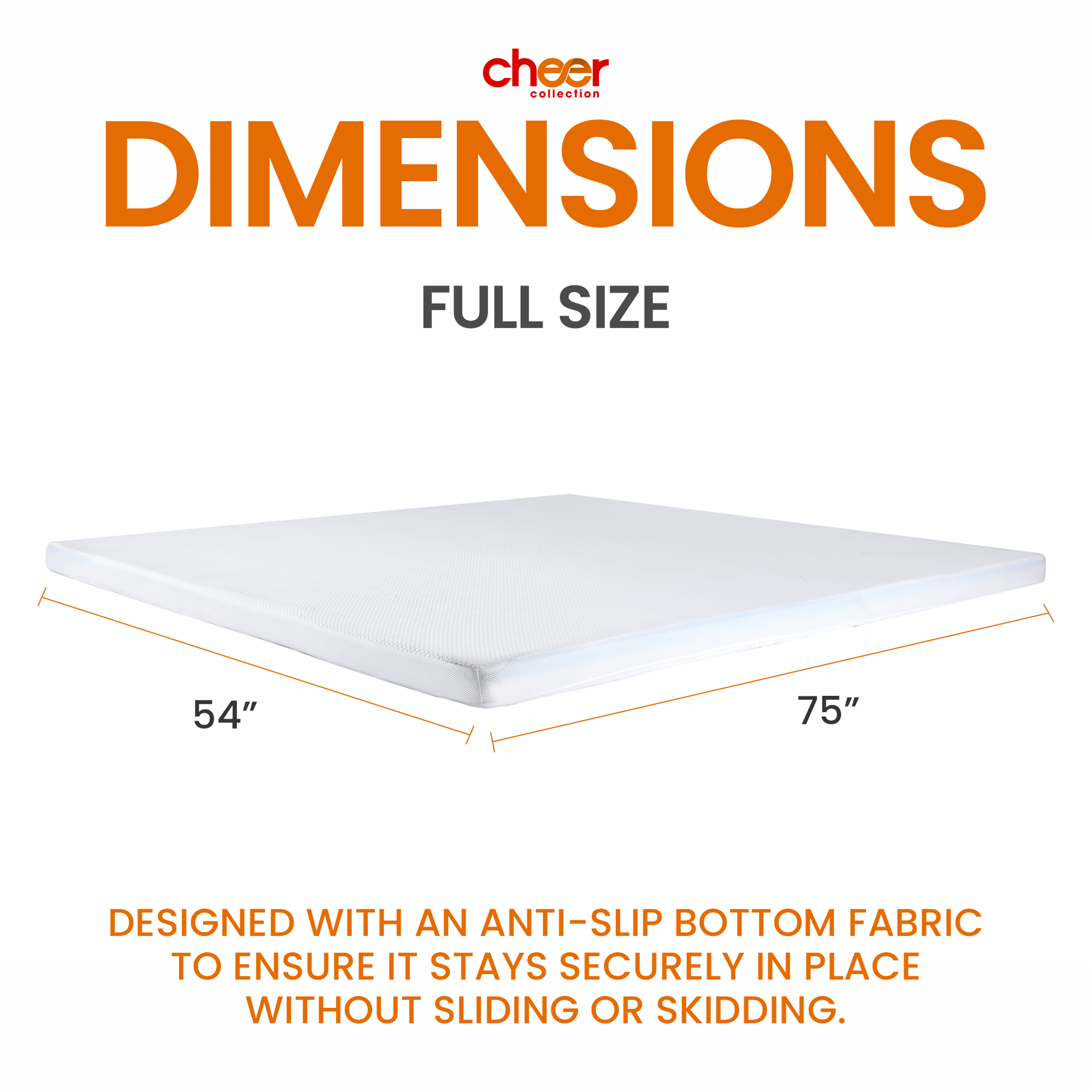 Cheer Collection 2 Inch Gel Infused Memory Foam Bed Topper with Washable Bamboo Cover - Cheer Collection