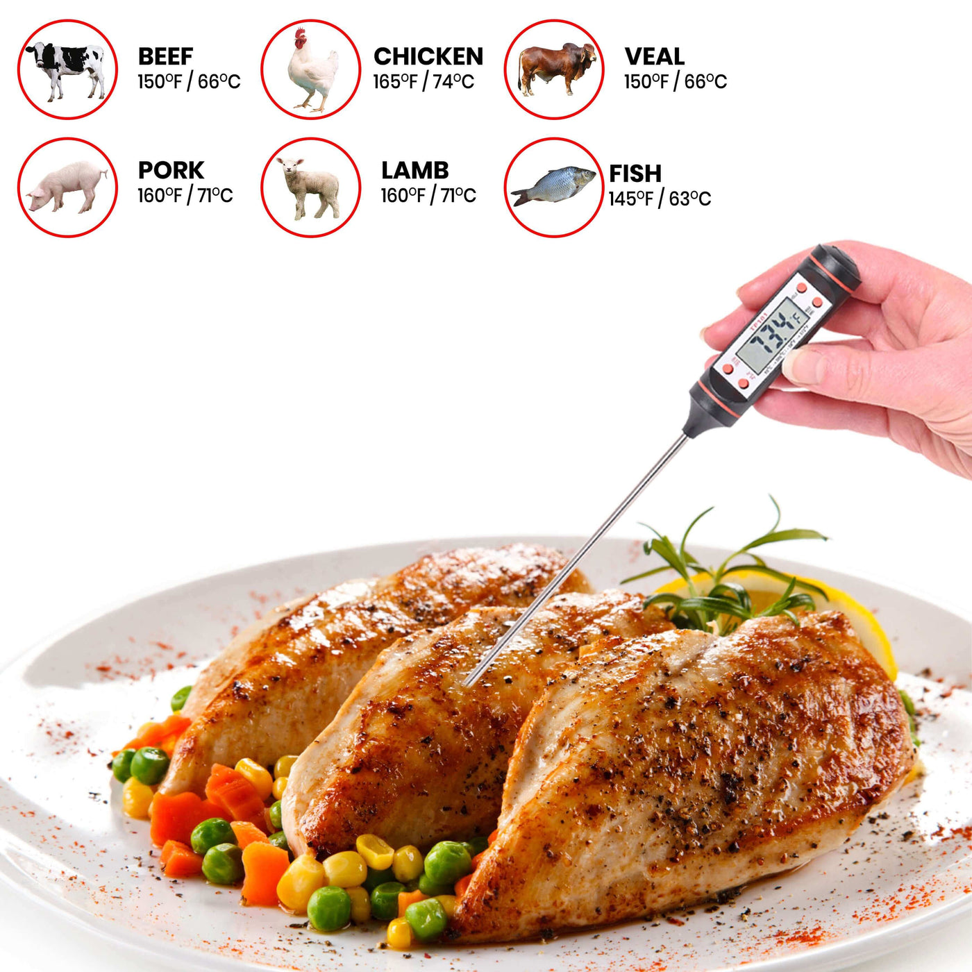 Meat Thermometer-Digital Food Thermometer for Cooking, Grilling