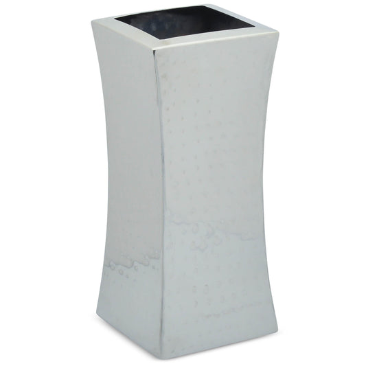 Cheer Collection Large Silver Square Hammered Vase 9403