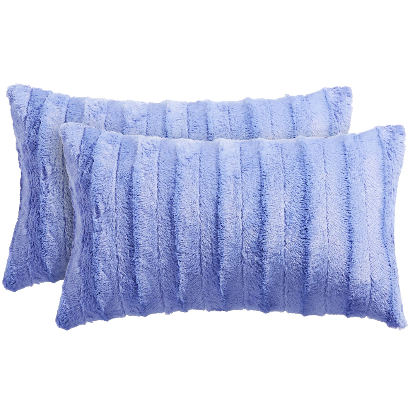 Cheer Collection Set of 2 Shaggy Long Hair Throw Pillows - Purple - 18 x 18 in
