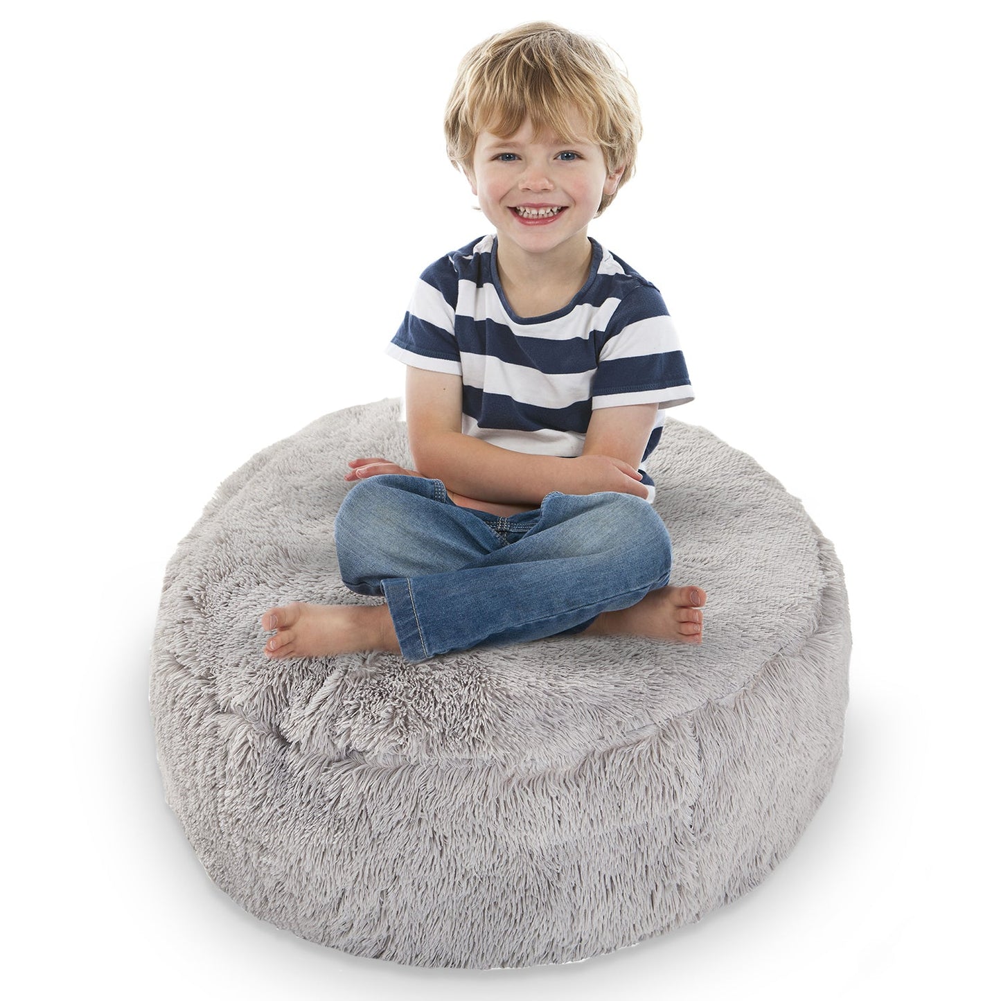 Cheer Collection Shaggy Long Hair Stuffed Animal Storage Bag and Bean Bag Chair with Handle