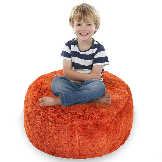 Cheer Collection Shaggy Long Hair Stuffed Animal Storage Bag and Bean Bag Chair with Handle