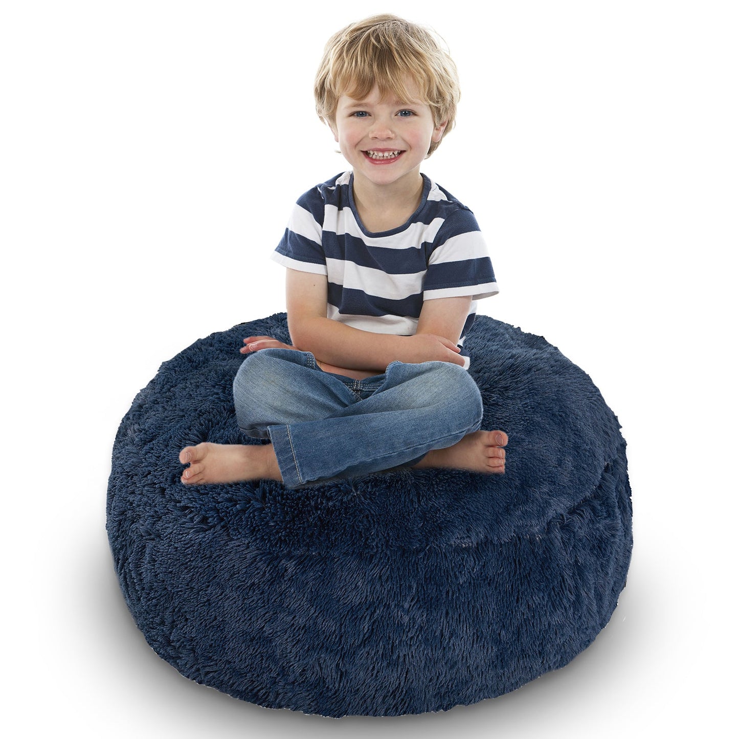 Cheer Collection Shaggy Long Hair Stuffed Animal Storage Bag and Bean Bag Chair with Handle