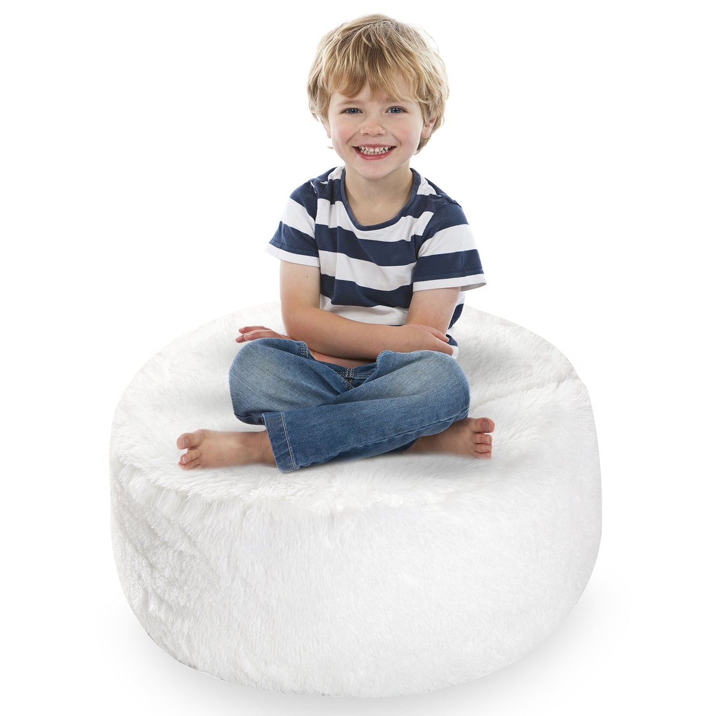 Cheer Collection Shaggy Long Hair Stuffed Animal Storage Bag and Bean Bag Chair with Handle