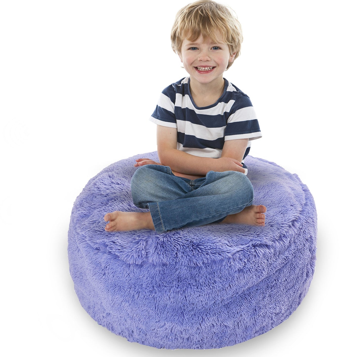 Cheer Collection Shaggy Long Hair Stuffed Animal Storage Bag and Bean Bag Chair with Handle